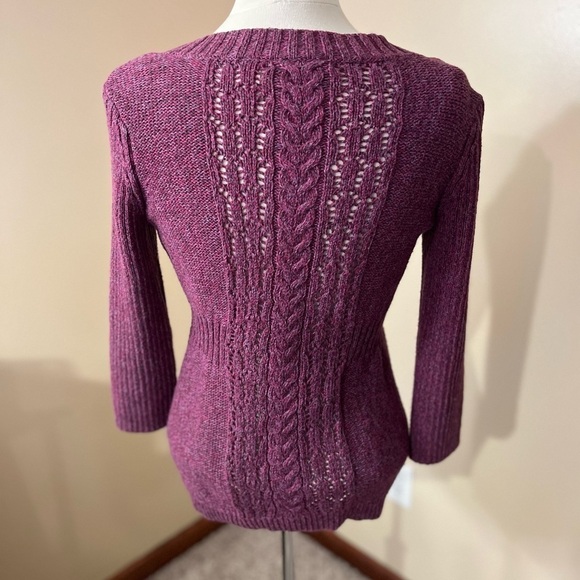 DKNY Purple/Magenta Crochet Button Front Cardigan Sz S - Picture 3 of 5